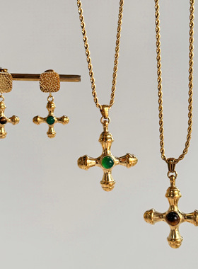 【DASEIN】欧美罗马美学复古风时尚单品十字架石头choker项链套装