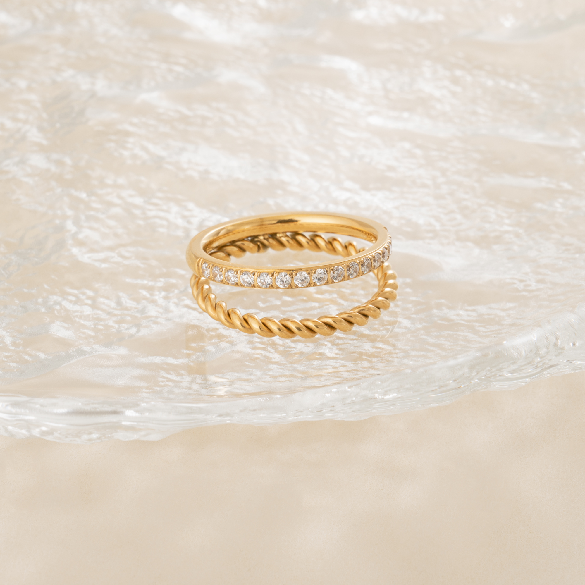 【DASEIN】新中式浪漫篇2024年冬季甜美新品通勤双层麻花排钻戒指