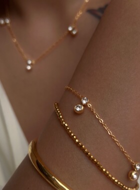 DASEIN ACC欧美简约气质小众满天星锆石钛钢锁骨链手链脚链套装