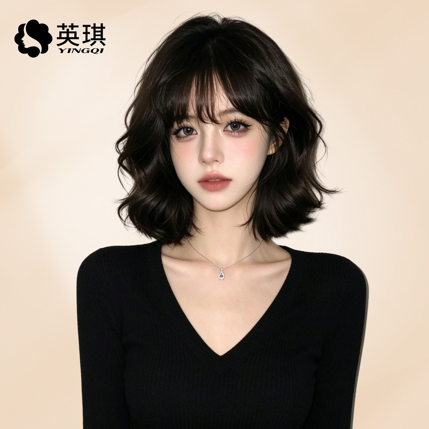 英琪假发全真发减龄蛋蛋卷短卷发