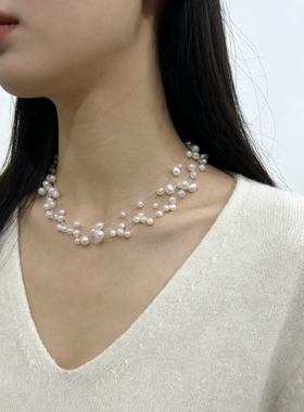 2026新款满天星多层淡水珍珠项链轻奢礼物女新款