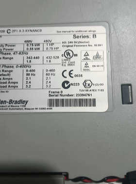 AB罗克韦尔变频器 20BC2P1A 3议价