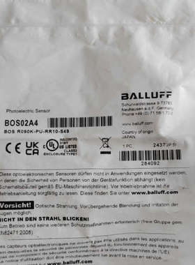 巴鲁夫BALLUFF反射型传感器BOS02A4 BOS R0议价