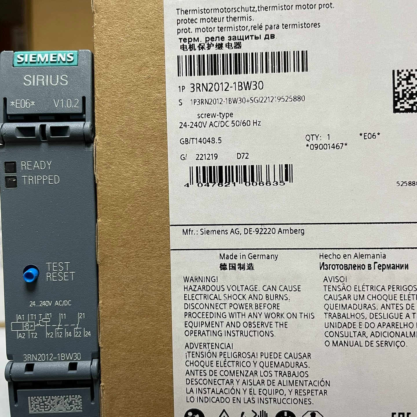 3RN2012-1BW30  热敏电阻电机保护继电器 标准评议价