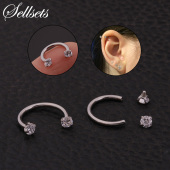 穿刺饰品Body 2个锆石耳骨钉鼻环 Ring Nose piercing steel