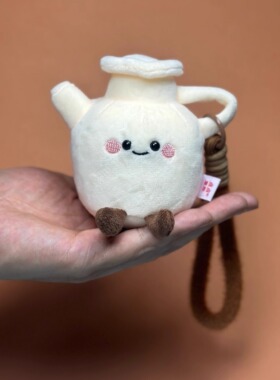 长沙市博物馆X点点意思 铜官窑执壶毛绒公仔钥匙扣配饰