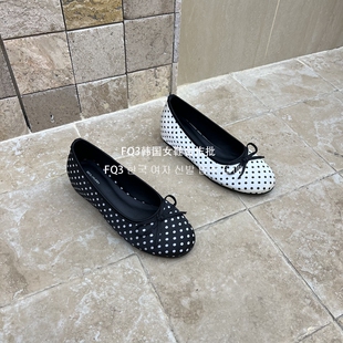 FQ3 实拍BEI LI XUAN蝴蝶结内增高仙女风圆头波点浅口套脚奶奶鞋