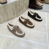 实拍THE BULAGE秋冬绒里保暖防滑乐福鞋 女浅口单鞋 FQ3 磨砂皮毛鞋