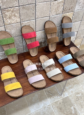 FQ3 实拍BEI LI XUAN2026春夏厚底防滑露趾拖鞋磨砂反绒真皮鞋拖