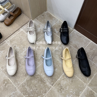 FQ3 实拍BEI LI XUAN一字带玛丽珍鞋软底防滑浅口平跟芭蕾鞋女春