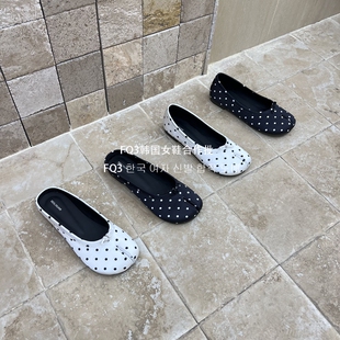 FQ3 实拍BEI LI XUAN波点半拖鞋女休闲百搭分趾鞋平跟主图鞋女春