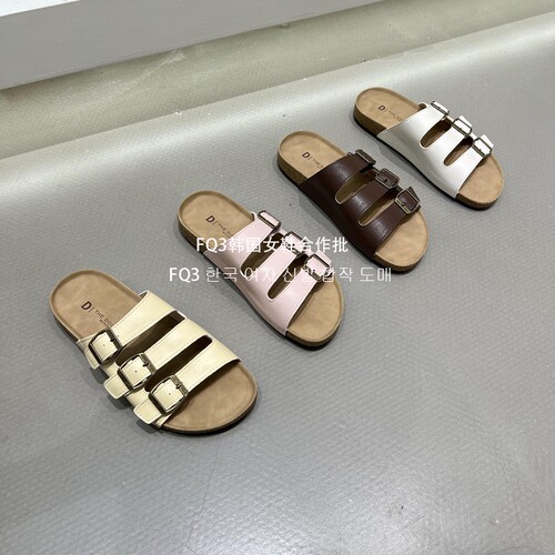 FQ3 实拍THE DUODUO新款一字带软皮软底防滑沙滩鞋拖轻便露趾拖鞋