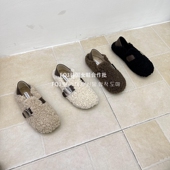 FQ3 冬外穿保暖棉鞋 实拍Bashagirl一字带玛丽珍鞋 平跟软底毛毛鞋