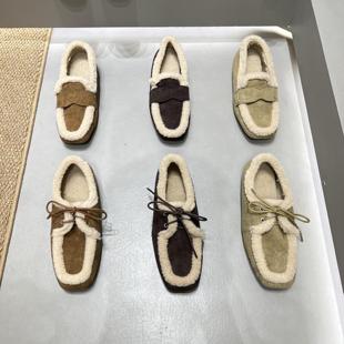 一脚蹬保暖加绒棉鞋 女浅口套脚毛毛鞋 女 实拍MUZI羊羔毛乐福鞋 FQ3