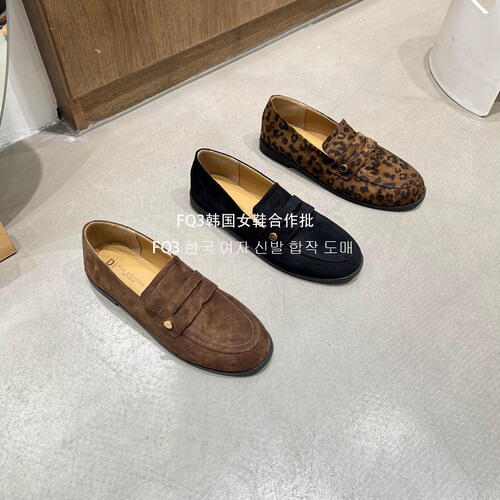 FQ3 实拍THE DUODUO套脚懒人乐福鞋女粗跟厚底软底学院风绒面单鞋