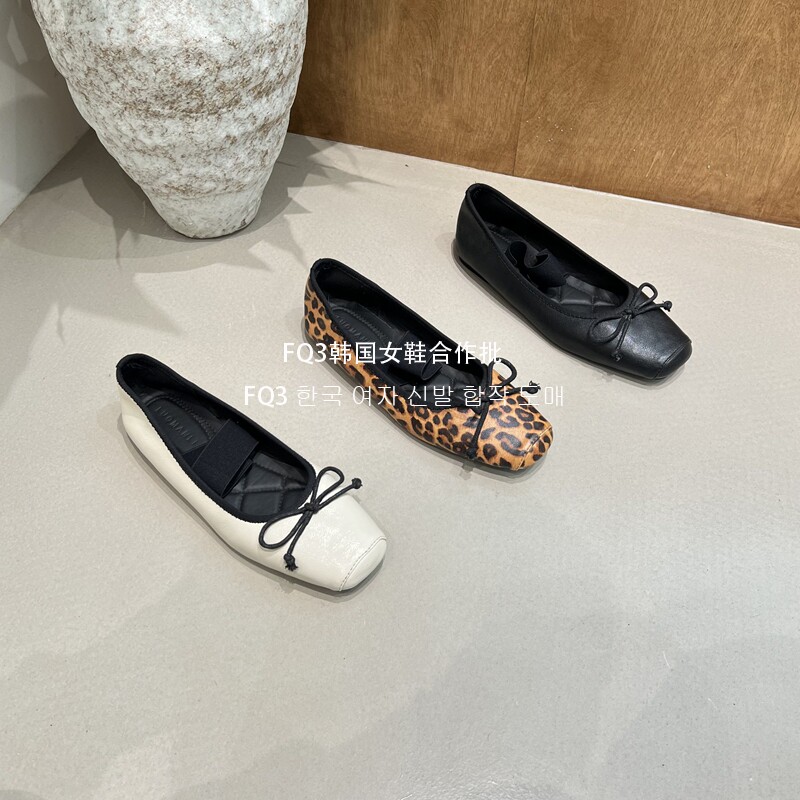 FQ3实拍 Luomanli蝴蝶结芭蕾头一字带平底单鞋女通勤软底工作鞋潮