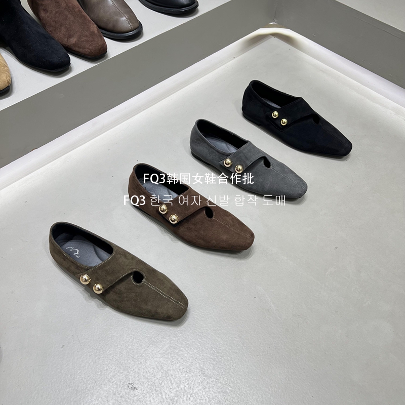 FQ3 实拍MUZI秋冬新款魔术贴套脚乐福鞋女中跟软底防滑复古单鞋女