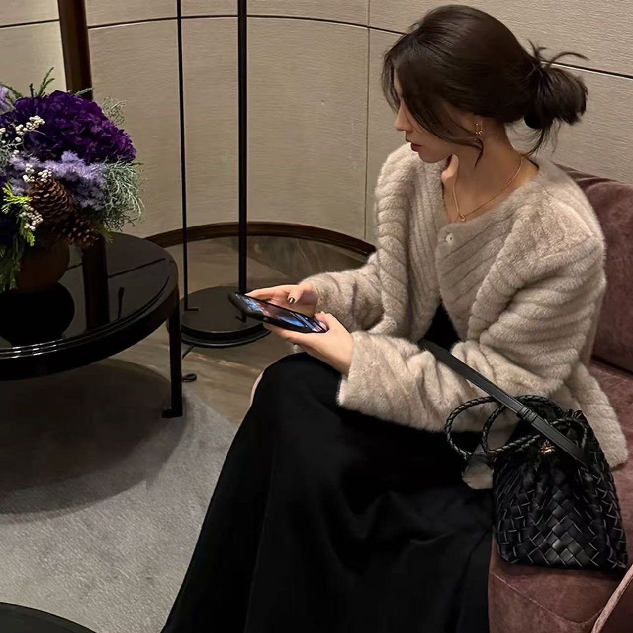 2025年冬季气质新款仿水貂毛皮毛一体皮草外套女简约宽松款大码