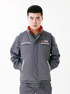 铁路冬防寒反光保暖马甲中国中车机械师工作服棉坎肩冬季棉服灰色