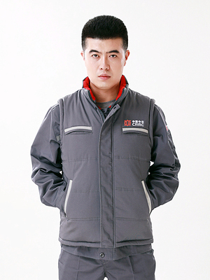 铁路冬防寒反光保暖马甲中国中车机械师工作服棉坎肩冬季棉服灰色