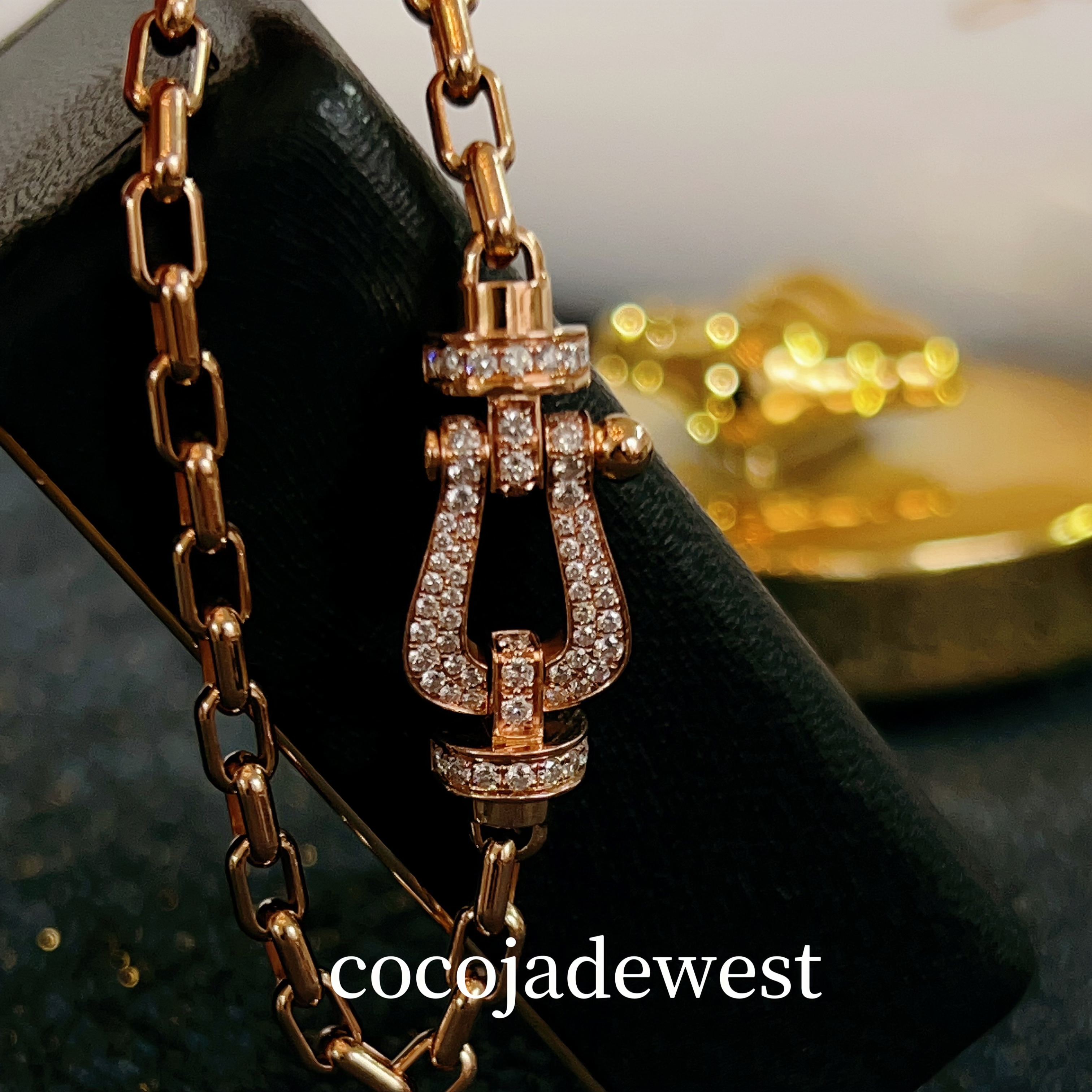 18K金天然钻石白金玫瑰金航海马蹄扣镶嵌钻石手链女男士定制au750