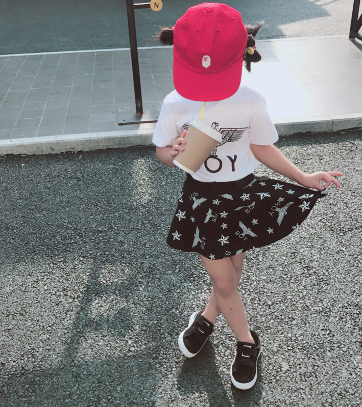 2021夏季新品儿童老鹰五星短裙女童裙子BOY母女裙宝宝半裙T恤套装