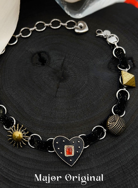 美作原创MAJOR 复古暗黑爱心项链choker「日月心语」朋克风项圈