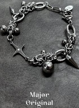 美作原创MAJOR 高级感钛钢星月铆钉可调节手链「星映」珠子女手链