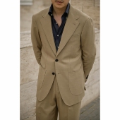 高定半麻衬「 意式 沙尘掠影 UGENTLE 」平驳领 单排扣 西服套装 男