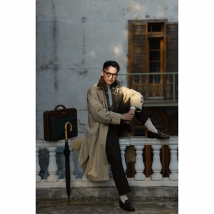 UGENTLE男装 超重磅可拆卸阔形风衣 「风吟大漠」三防面料纯毛内胆