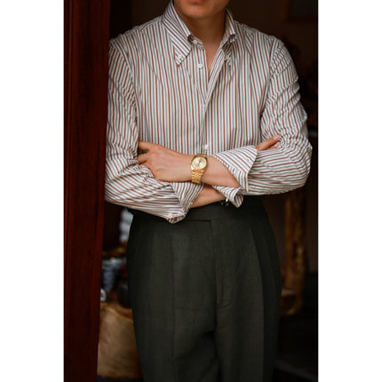 UG男装品牌 高定工艺「 珊瑚岩条纹 」Button-down 绅士纯棉 衬衫