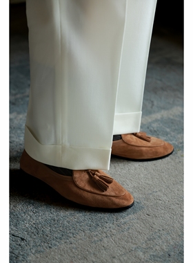 UGENTLE 牛皮底blake工艺 意大胎羊绒「沙陶橙」比利时绒面乐福鞋