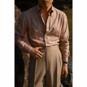 纯棉「橡粉法兰绒」意式 男长袖 复古 UG男装 Button down领扣 衬衫