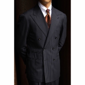 西服套装 全麻衬「静谧蓝条纹」戗驳领双排6扣2 DORMEUIL UG男装