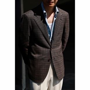 单排3扣2绅士单西 全羊毛「榛木棕格纹」意式 UGENTLE 高定半麻衬