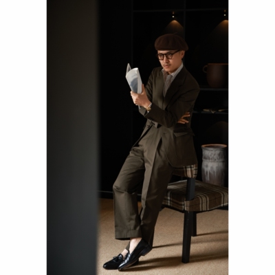 UGENTLE平驳领单排扣西服半麻衬