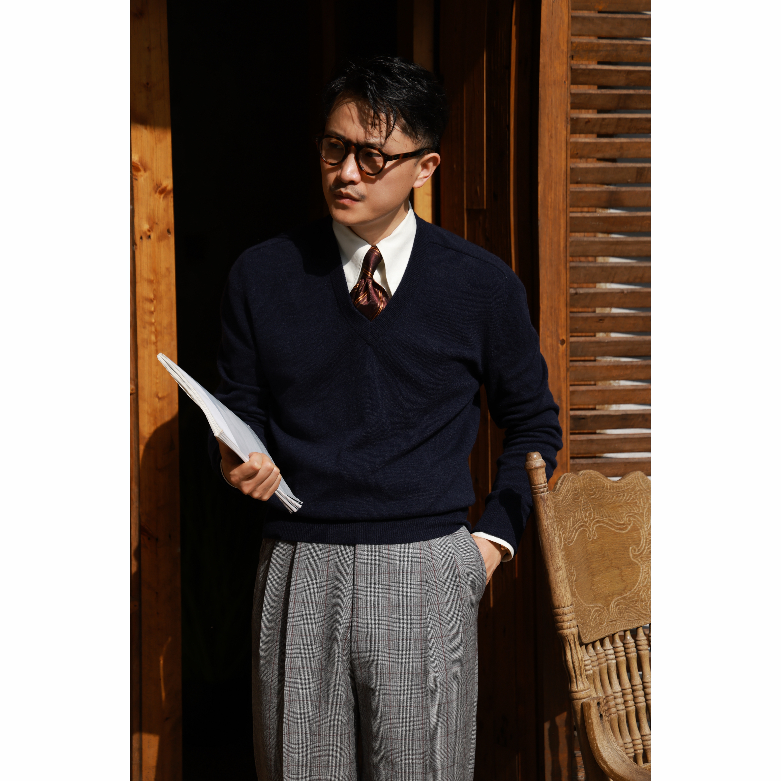 UGENTLE男装羊绒针织衫老钱风