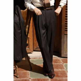 UGENTLE《权力帝国》系列 全羊毛「古典棕」意式好莱坞高腰西裤男