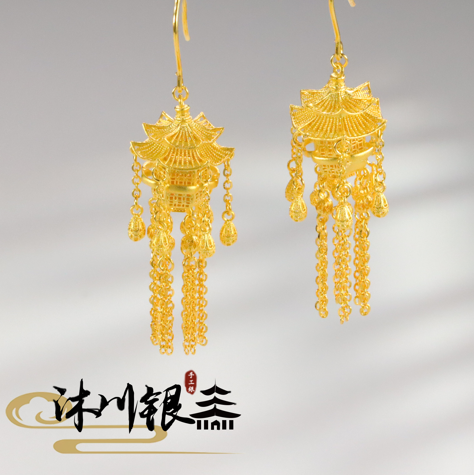 足银复古宫廷风新中式流苏阁楼宫灯耳环,饰品/流行首饰/时尚饰品新,银饰耳饰,淘宝优惠券,粉丝福利购,淘宝优惠卷