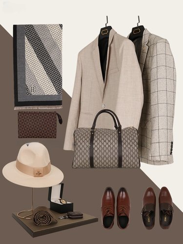 企信 【衣帽间男士套装】样板房衣帽间西服围巾软装饰品鞋包组合