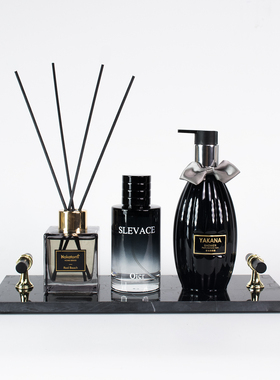 样板房卫生间大理石托盘香薰香水套装洗手间摆件卫浴轻奢饰品组合
