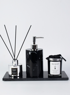 卫生间套装展厅大理石托盘分装瓶香薰蜡烛饰品台面软装饰品摆件