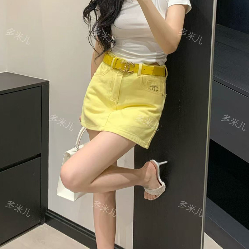 2025年春夏季新款减龄简约百搭牛仔短裙女辣妹高腰A字包臀半身裙