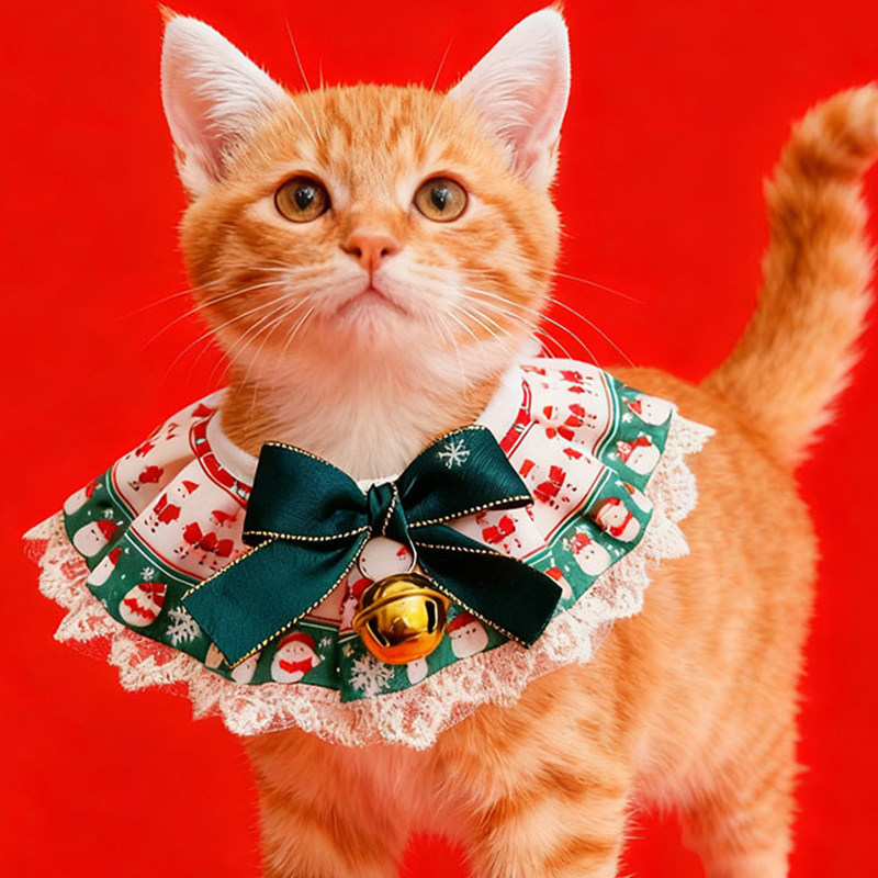 圣诞节宠物口水巾围巾猫咪狗狗