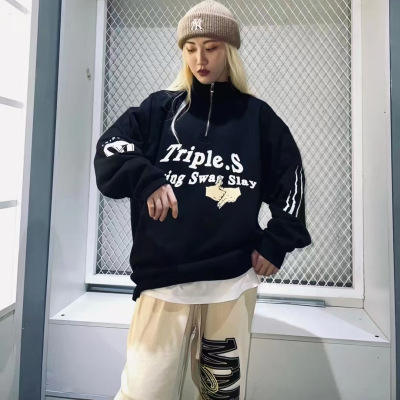 Triple.S吹爆S美式复古街头立领拉链宽版卫衣swag街舞hiphop个性