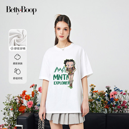 【金金宠粉】BETTY BOOP贝蒂登山印花圆领短袖t恤女夏新款上衣
