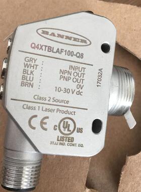 Q4XTBLAF300-Q8 Q4XTBLAF100-Q8邦纳传感器侧孔机激光探头 正品