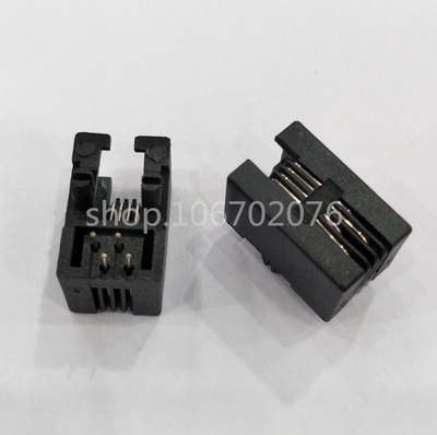 RJ11电话插座 95001-4P4C RJ10插座 听筒网络接口母座 90度 黑色
