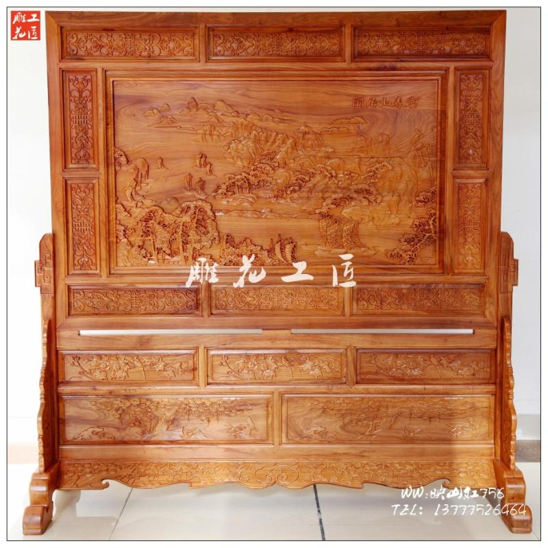 Dongyang wood carved screen Chinese carved porch partition solid wood insert floor-to-ceiling screen living room rosewood customization