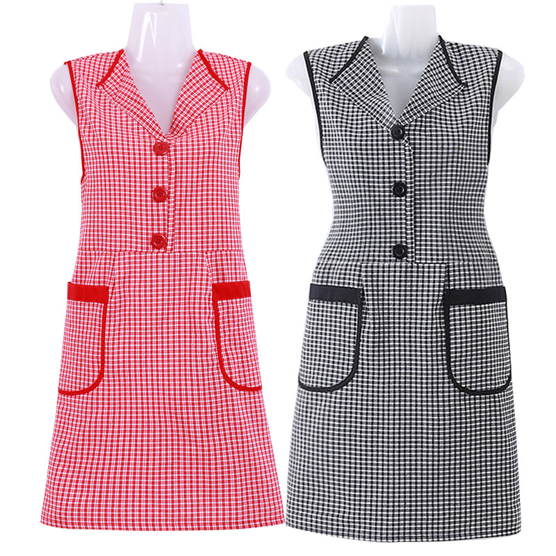 翻领纯棉围裙女家用裙子式厨房做饭可爱日系布韩版时尚坎肩工作服